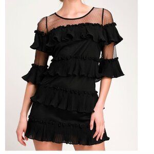 LULUS SIZE SMALL Wynter Black Ruffled Mini Dress